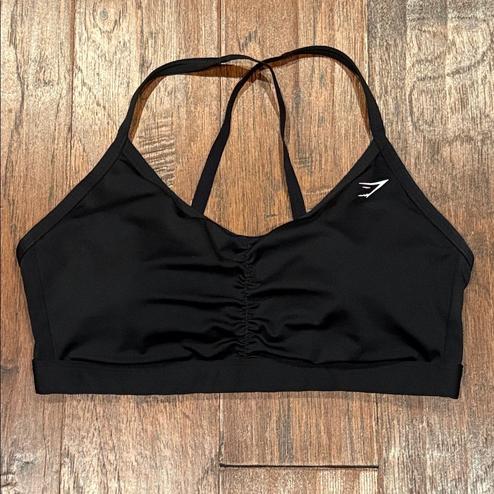 Large Sports Bra GYMSHARK - Black Women's Ruched Sports Bra